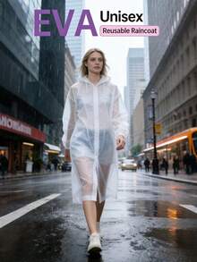 1件男女通用透明可重复使用雨披，加厚全身雨衣，宽松舒适设计，宽檐不遮挡面部，适合通勤、户外活动、雨天出行、紧急情况使用，成人尺码。 - 成人雨衣 - 查看 5