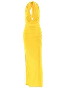 露背吊带连衣裙，适合派对、婚礼、生日、俱乐部、圣诞节、乡村音乐会等场合，春季优雅 - 黃色 - 查看 4