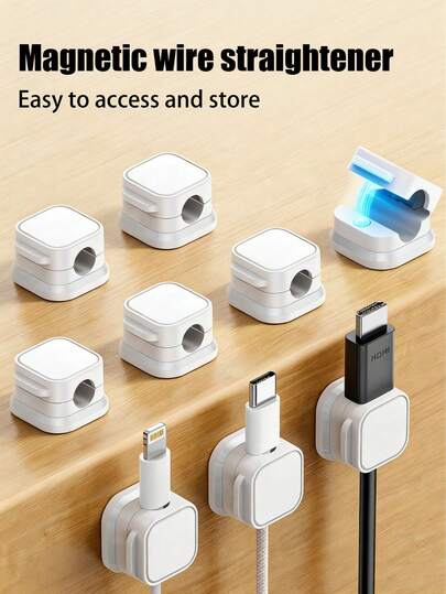 50pcs Magnetic Cable Clips [Cable Smooth Adjustable], Cable Fixers, Under Desk Cable Management, Adhesive Cable Organizers Suitable For Home Office Desk, Phone, Car, Wall, Desk Lamp, Office Desk Accessories, Cable Management, Desk Accessories, Cable Organizer