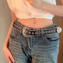 Grunge Punk 1pc Women's Y2k Style Western Chunky Waist Belt With Dopamine Star & Eye Decor, Perfect For Daily Wear Party - 黑色 - 查看 5