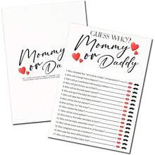 Trò chơi tiệc mừng em bé sắp chào đời, Thẻ trò chơi "Ai là mẹ hay bố?" - Đồ dùng vui nhộn cho bữa tiệc mừng em bé - Phù hợp cho cả bé gái và bé trai. - Xem 1