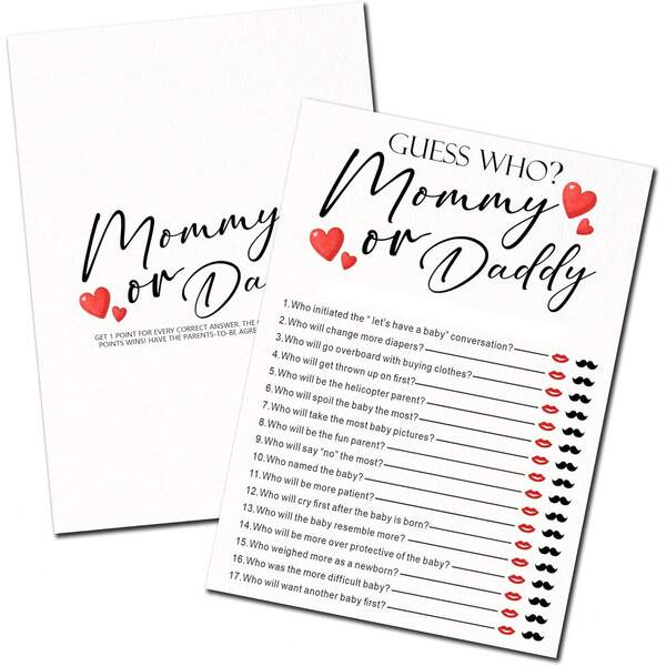 Baby Shower Games, Who Mommy Or Daddy Game Cards Fun Baby Shower Party Supplies-Gender Neutral For Girls Or Boys