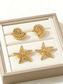 1对/2对金色海洋耳环套装 波西米亚海滩度假风饰品 时尚休闲日常佩戴耳钉 优雅节日派对耳饰 - 彩色 - 查看 11