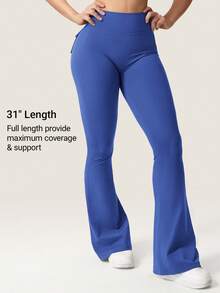 YEOREO Flare Leggings With Pockets For Women Butt Lifting Gym Yoga Leggings Flare Leggings Joggers For Women Summer Clothes For Women - 寶藍色 - 查看 2