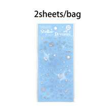 2张/包，韩式极简风格DIY剪贴簿烫金贴纸，“梦想”系列，银色金属质感基础装饰DIY贴纸，包含各种字母和小元素 - 貼紙 - 查看 9