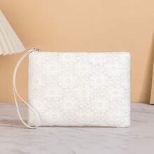 Women's Lace Trim Clutch Wallet - White - View 5