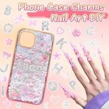 330 Pcs Junk Phone Case Charms 26 Pcs A-Z  Alphabet Letter Charm Mix Pink Color E Flower Bow Heart Pearls Flatback Resin Charms Letter Junk Cases Kit For DIY Crafts - 第二組 - 查看 6