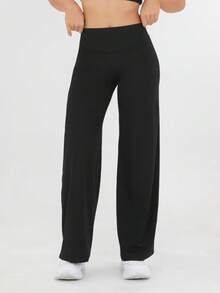 3 Pieces Women's Spring And Summer Loose High Waisted Pants, With Elastic And Loose Design, Slim Fit And Lifting, Highlighting The Waistline, Suitable For Pilates. High Waisted Design, Elastic Fabric Enhances Curves, Retro Street Style. Classic High Waisted Cut, Shaping And Fitting, Loose Silhouette, Showcasing Timeless Elegance. Women's Elegant High Waisted Sports Pants - 彩色 - 查看 3