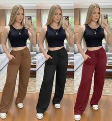 3-Piece Set Of Women's Pants - Lanzinha Fashion - Winter/Cold Weather - BỘ 3 QUẦN MÀU NÂU, ĐEN VÀ ĐỎ RƯỢU - Xem 2