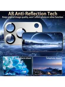 XINHONGYU Alloy Tempered Glass Metal 17 Pro Max/17 Pro Single Camera Lens Protector Film [Strong Adhesive] [Anti-Crack] Rear Camera Screen Protector Silver Spring Birthday Gift - Silver - View 5