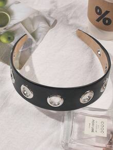 1 件朋克风黑色仿皮镂空发箍，百搭时尚配饰，秋冬季发圈、发绳、发圈，女士发带，夏季、假日、旅行必备 - 彩色 - 查看 6