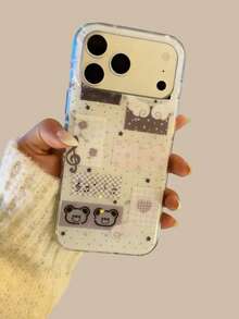 柔软硅胶小熊翅膀手机壳，兼容苹果 16/17 Pro Max/15 Pro，保护套兼容 14/13，防摔设计，女士适用 - 白色 - 查看 1