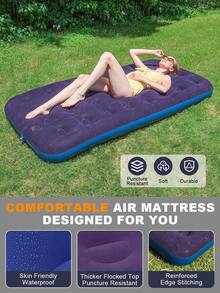 1PC Air Mattress: Inflates Quickly, Easy To Carry And Store, Suitable For Indoor Use And Camping - Navy Blue - View 2