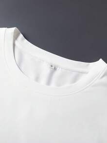 Áo thun nam tay ngắn, hàng mới về bán chạy, họa tiết chữ và sọc thể hiện phong cách thể thao, trang phục thiết yếu cho thành phố, phù hợp mặc hàng ngày, tập luyện, dễ bảo quản, bền bỉ, món đồ không thể thiếu mùa hè. - trắng - Xem 4