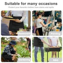 PLOYMONO Server Apron With 3 Pockets 1 Pack Short Waist Apron For Waitress Waiter Restaurant Servers Bartenders Hosts Ideal For Fast Food Dining Service And Beverage Preparation Areas 24 Inch Long By 12 Inch Wide White - 1 Pack - 查看 6