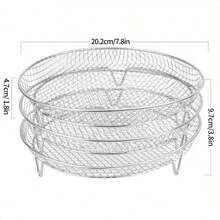 1/3pcs Air Fryer Accessories Set - Stainless Steel Stackable Rack, Dehydrator, Air Fryer Baking Tray, Grill Rack, Vegetable & Fruit Frying Basket - A - View 8