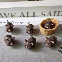 2D Flat - Set Of 6 2D Pig Charms Made Of Resin, Perfect For Jewelry Crafting - Multicolor - View 1