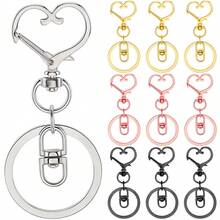 10个心形钥匙扣，带龙虾扣和旋转环，适用于钥匙链、包包挂饰、DIY工艺品和礼品。 - 愛心中8平圈 - 查看 1