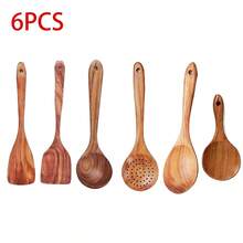 10 piezas Cucharas de madera, resistentes, ligeras y resistentes al calor, utensilios de cocina, suministros de cocina, accesorios de repostería - Marrón - Ver 20