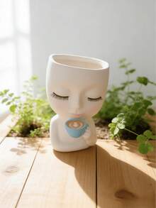 1 chậu cây trang trí bằng nhựa hình cô gái uống cà phê, bình hoa và cây mọng nước sáng tạo, phù hợp với phong cách trang trí nhà và vườn Bohemian, tuyệt vời cho sân hiên, lối vào và phòng ngủ, chậu cây điêu khắc bằng nhựa duyên dáng, trang trí nhà cửa, trang trí văn phòng. - Bộ sưu tập cà phê - Xem 4