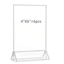 6 chiếc khung biển hiệu acrylic 4"x6" viền bạc, khung ảnh acrylic hai mặt, giá đỡ trưng bày bằng nhựa dùng cho số bàn tiệc cưới, thực đơn. - T-Bạc - Xem 13