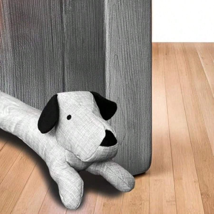 Protector de Puerta en Forma de Perro Guardapolvo de Tela Ajustable Tapón de Aire Antiruido Tope Bajo Puerta con Doble Borde Diseño Divertido para Hogar Oficina y Dormitorio - marrón - Ver 1