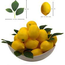 Fake Lemons Artificial Fruits With 25 Leaves Faux Yellow Lifelike Plastic Lemon Decorations Realistic Limes Fruit Decor For Home Kitchen Table Cabinet Holiday Party Photography Props - Multicolor - View 5