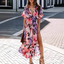 2026 Summer New European And American Women's Fashion Sexy High-Waisted Stylish Printed Slit Dress - 25515綠色 - 查看 4