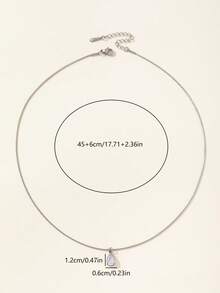 Bộ 3 món: Dây chuyền hình giọt nước bằng thép không gỉ màu bạc đính đá Zirconia + Dây chuyền hình chữ Y hình cỏ bốn lá bằng thủy tinh đen + Dây chuyền dài hình ba vòng tròn hình cỏ bốn lá bằng thủy tinh đen - Bạc - Xem 11