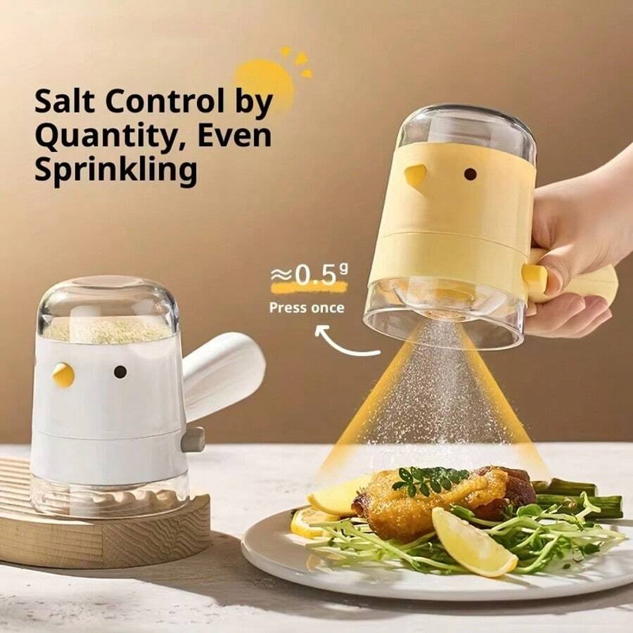 1个鸟形卡通按压式盐瓶定量调味瓶防尘可控量调料罐 - 彩色 - 查看 1