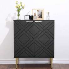 Gabinete de almacenamiento de 2 niveles con patas de metal - Negro - Ver 6