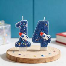 1 peça/2 peças Velas Numéricas Criativas de 0 a 9, Design de Laço Rosa e Foguete Espacial Azul Escuro, Adequado para Meninos e Meninas, Velas Decorativas para Bolos, Velas para Festas Temáticas, Ideal para Aniversários de Crianças, Aniversários e Chás de Bebê - Arco/Foguete - Visão 27