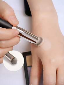 1 cọ che khuyết điểm, cọ trang điểm tạo khối mũi và má hồng cao cấp, cọ trang điểm mắt và toàn mặt hoàn hảo, thích hợp cho kem nền dạng lỏng, kem lót, tạo khối và tán đều & hoàn thiện lớp trang điểm bằng phấn khoáng. - màu đen - View 3