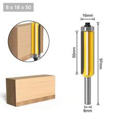 1/4" Shank 8mm Long Blade Flush Fit Router Bit With Bearing For Wood Template Pattern Bit T6TT Tungsten Carbide Router Bit - 8x16x50 - 查看 12