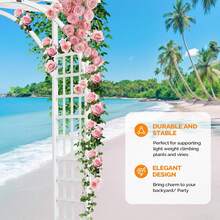 VINGLI 85in Wooden Arbor Garden Arch, Wedding Arch For Ceremony, Wood Trellis For Plant Climbing, Christmas Decor Pergola For Garden Backyard, Lawn (Brown) - White - 查看 5