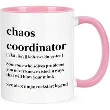 11oz Chaos Coordinator Gift Mug, Thank You Gift For Coworkers, Employees, Nurses, Friends, Teachers, Principals, Ceramic Funny Coffee Cup, Chaos Coordinator Mug - Pink - View 12
