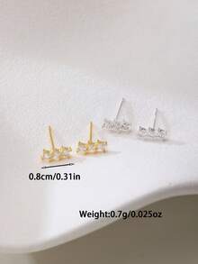 SYMFNY 925纯银镶嵌璀璨切割锆石弧形耳钉，适合女性和女孩佩戴 - 耳環 - 查看 6