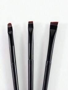 3Pcs Ultra-Thin Angled Precision Eye & Brow Brush Set | Raffaello Slanted Eyeliner & Eyebrow Brushes, Cruelty-Free Synthetic Bristles Professional Eye Makeup Tool (Black) - 黑色 - 查看 6