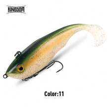 Kingdom 1件装 TSUNAMI 170mm 55g 沉水软饵，3D打印T型尾泳饵，配有强力双钩，逼真PVC软饵，适用于淡水和海水钓鱼，送给男士、爸爸、丈夫的酷炫钓鱼礼物 - 彩色 - 查看 15