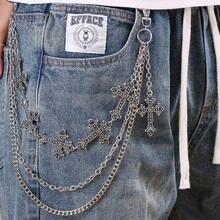 一款哥特式多层十字流苏吊坠，搭配几何链条，复古嘻哈风格。适合节日、派对、休闲穿着、街拍、男士生日、宴会等场合，也是一款百搭迷人的腰带饰品礼物。 - 彩色 - 查看 3