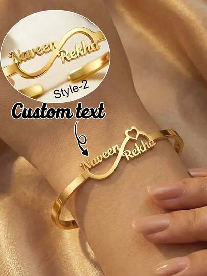 Braccialetto regolabile a forma di cuore in acciaio inossidabile personalizzato con motivo arabo, gioiello personalizzato adatto per Ramadan, San Valentino, compleanni e altre occasioni, adatto alla maggior parte delle misure del polso, classico, elegante e durevole con design in acciaio inossidabile personalizzato con lettere/animali