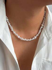 1pc Bohemian Style Starfish & Pearl Necklace, Retro Fashion Beaded Necklace For Men - 多色的 - 查看 5