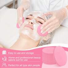 120 Pcs Facial Sponge Compressed, Face Cleansing Sponge Estheticians Compressed Makeup Facial Sponge Round Wash Face Sponges For Women Compress Exfoliating Removal Sponge - Pink - View 4