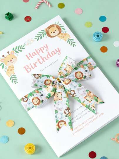 1 rollo de 5 yardas de cinta con estampado de animales de la jungla, suministros de empaquetado de regalos para fiestas de cumpleaños, decoración de lazos, decoración de pancartas de cumpleaños, suministros para fiestas de cumpleaños, recuerdos, primer cumpleaños, accesorios para fotos, decoración para baby shower, regalos de cumpleaños, cinta decorativa para regalos, cinta decorativa DIY para lazos, decoración del hogar, decoración de habitaciones, cinta decorativa para cajas de regalo, decoración de tarjetas de felicitación, decoración de flores