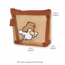 Capybara Mesh Pencil Case, Cartoon Design Minimalist Transparent Pocket Stationery Storage Bag, Back To School Supplies Pouch, Pencil Box, Pencil Case, Backpack - Multicolor - View 18