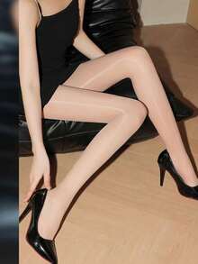 1pc Women's High Elasticity Glossy Silky Pantyhose - Multicolor - View 1