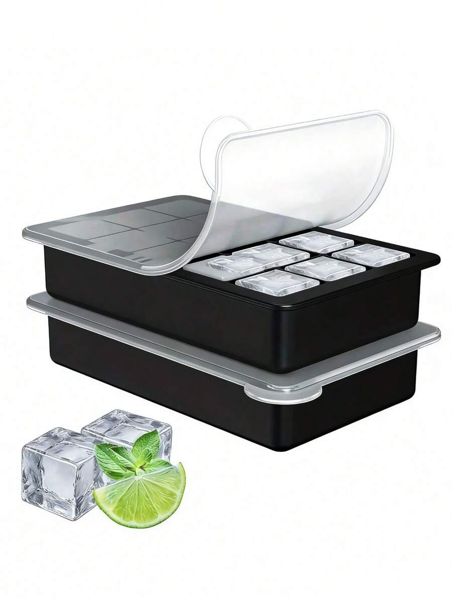 15-Cavity Silicone Ice Cube Tray With Spill-Proof Lid,Silicone Square Ice Mold,Easy Release Non-Stick,15-Slot Ice Cube Maker Tray,Multi-Grid Ice Cube Mold,For Making Beverage,Cocktail & Coffee Ice Cubes,Drink Cooling,Refrigerator,Bar,Party,School. - Multicolor - View 1