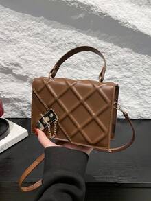 Bolso de mano minimalista y de textura de moda, nuevo bolso de hombro y cruzado personalizado y con estilo para mujer - Marrón - Ver 12