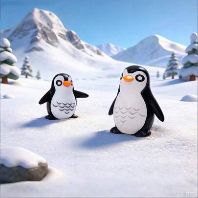 10pcs Creative Cartoon Penguin Micro Landscape Decorations, DIY Decor Accessories, Suitable For Fish Tank, Desktop And Car Decoration