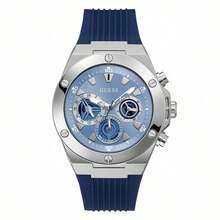 Guess Reloj de cuarzo de mujer multifunción de moda clásica, con correa de silicona - GW0417G1 - Azul - Ver 1